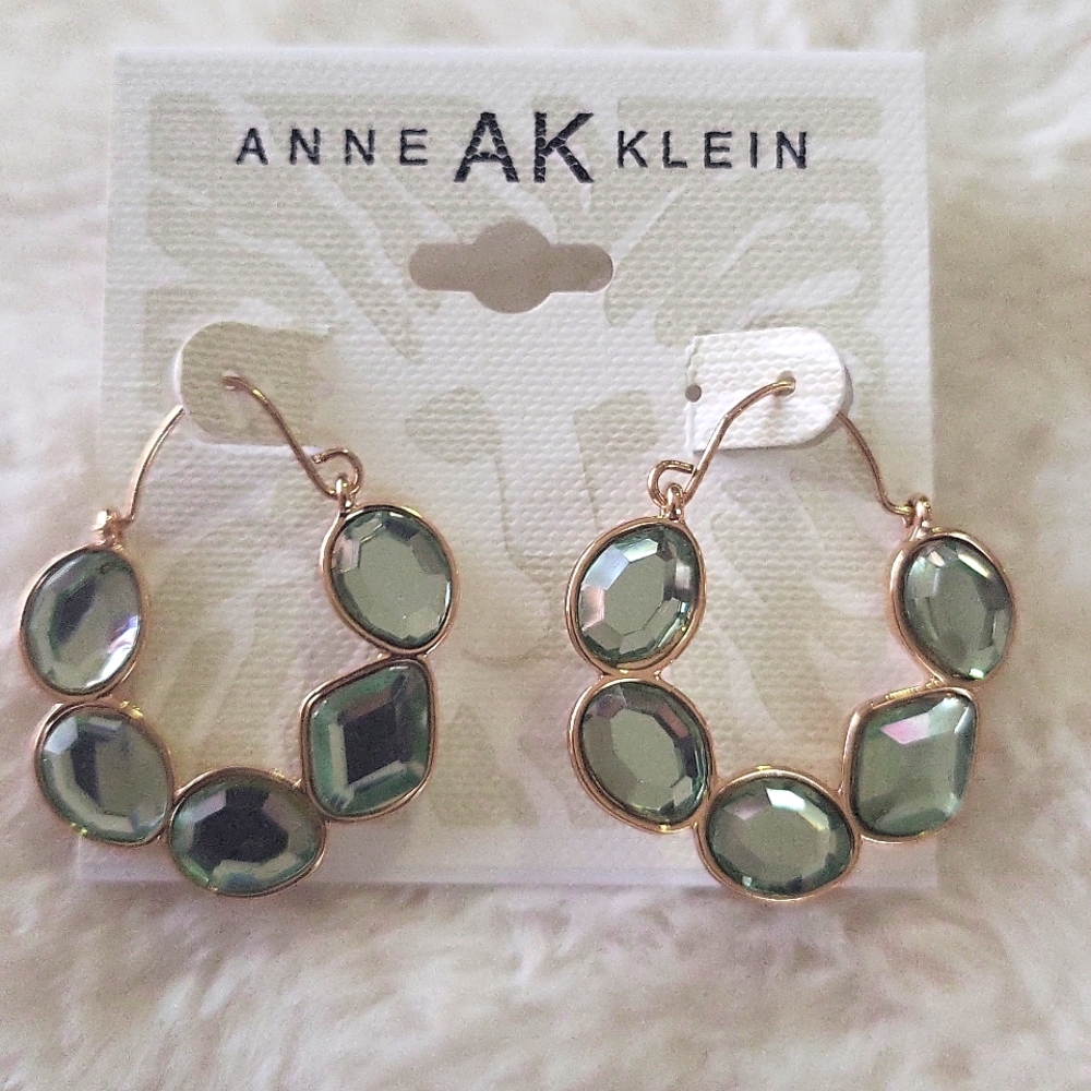 Anne Klein Gold and Green Classic Earrings